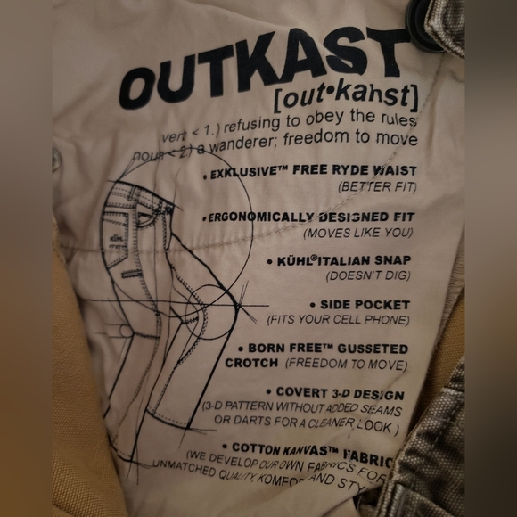 Kuhl Out Kast Jean Pants size 16S Brown Stretch Canvas Patina Dye Hiking - Picture 4 of 13